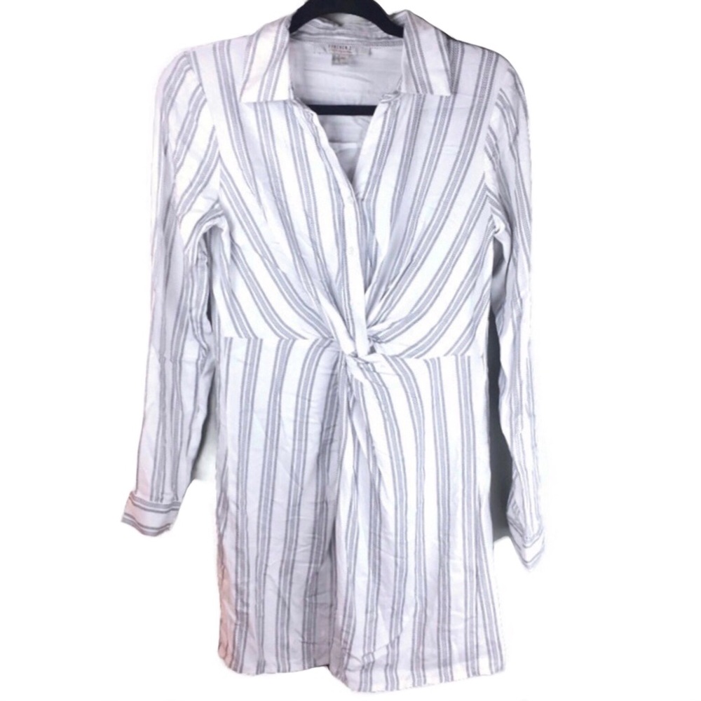Forever 21 Twisted Front Striped Mini Shirtdress Size Small